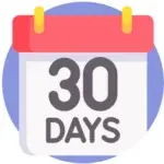 30 days text on calendar for formula