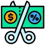 Illustration showing a cut in payment to represent eligible deductions under labour law.